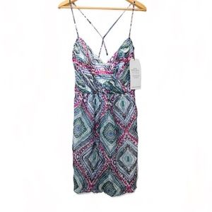 Shoshanna 100% Silk Boho Watercolor Strappy Dress